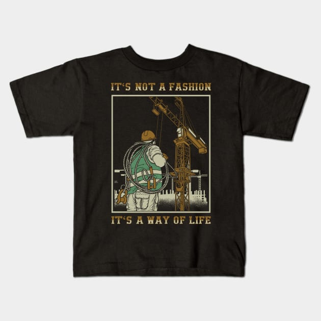 Operator Tower Cranes Kids T-Shirt by damnoverload